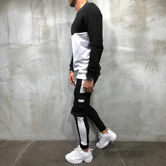 Herren modisches Sweatshirt- und Jogginghosen-Set mit funktionalen Taschen EB