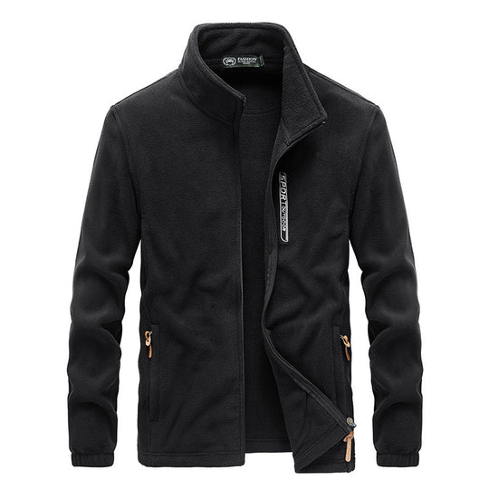 Herren Fleecejacke mit Sherpa Innenfutter, Stehkragen und Zweiwege-Reißverschluss EB