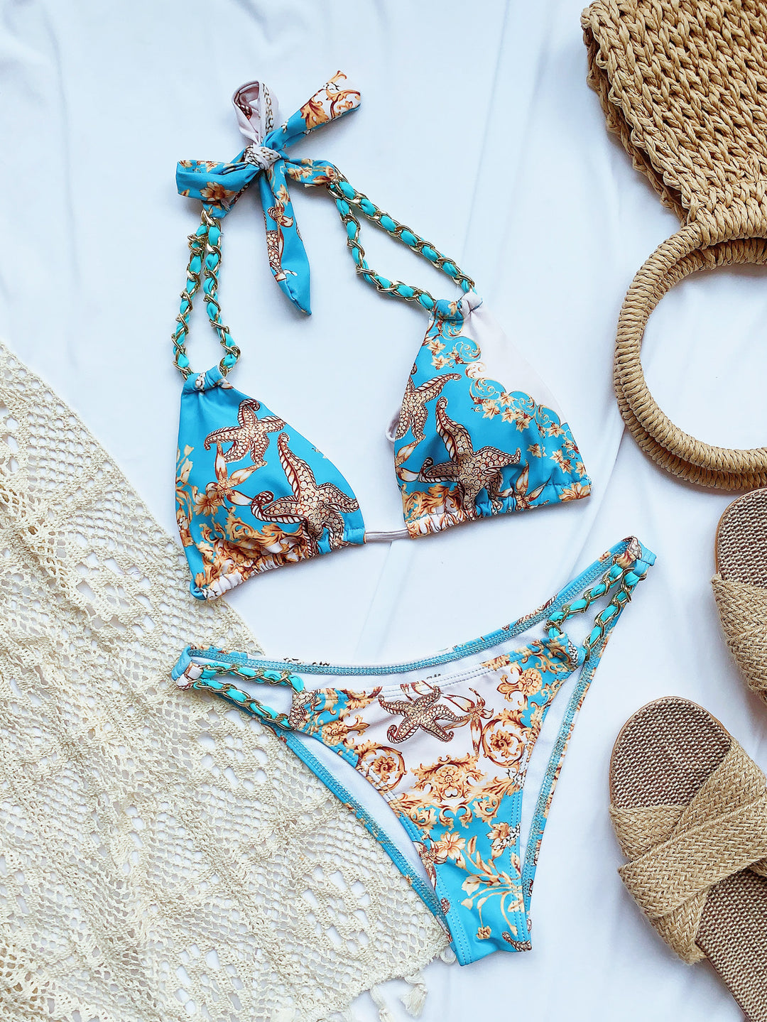 Damen Triangel-Bikini mit trendigen Kettenakzenten EB
