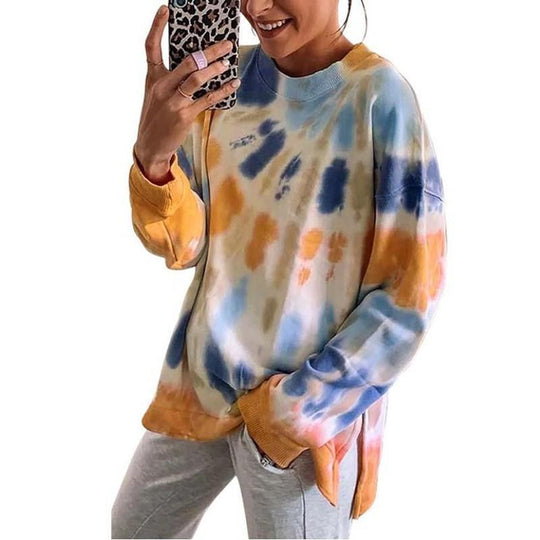 Damen lässiger Sweatshirt mit Farbverlauf und langen Ärmeln EB