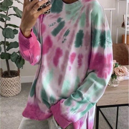 Damen lässiger Sweatshirt mit Farbverlauf und langen Ärmeln EB