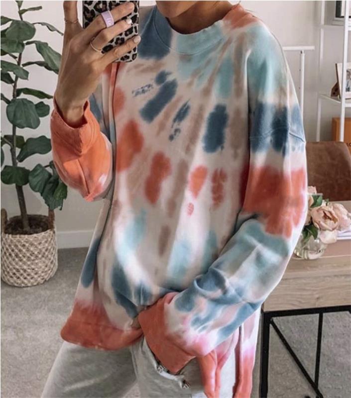 Damen lässiger Sweatshirt mit Farbverlauf und langen Ärmeln EB