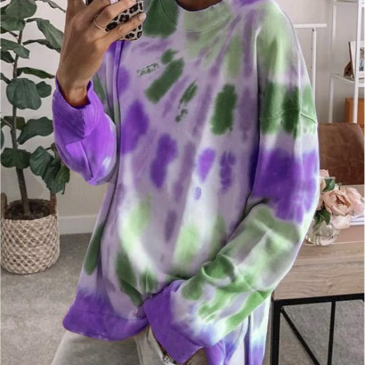 Damen lässiger Sweatshirt mit Farbverlauf und langen Ärmeln EB