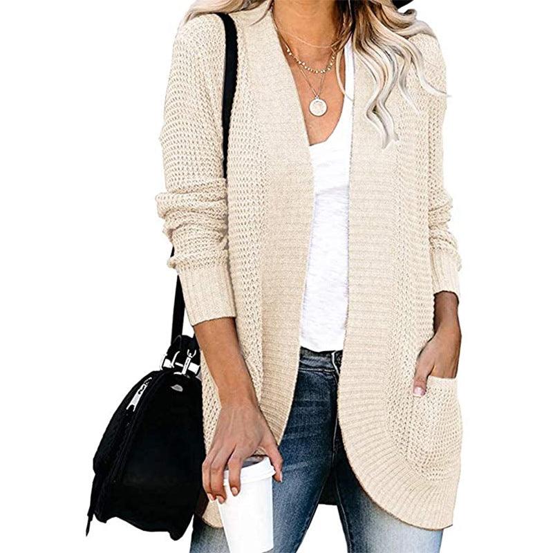 Damen Lässiger Strickcardigan mit offenen Fronten und praktischen Taschen EB