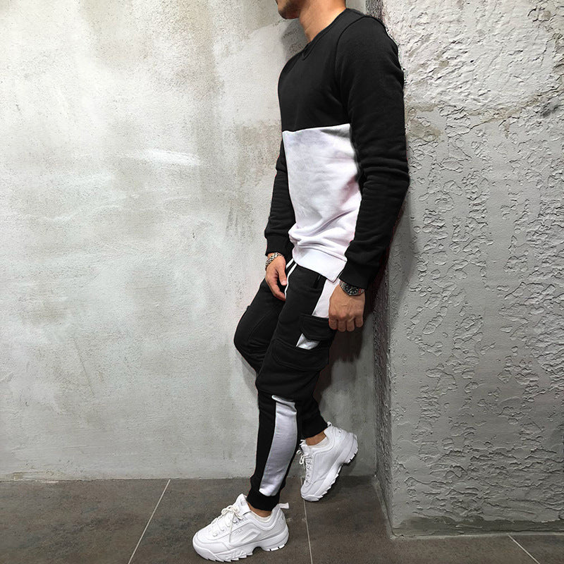 Herren modisches Sweatshirt- und Jogginghosen-Set mit funktionalen Taschen EB