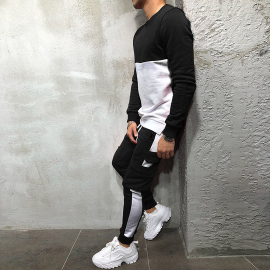 Herren modisches Sweatshirt- und Jogginghosen-Set mit funktionalen Taschen EB