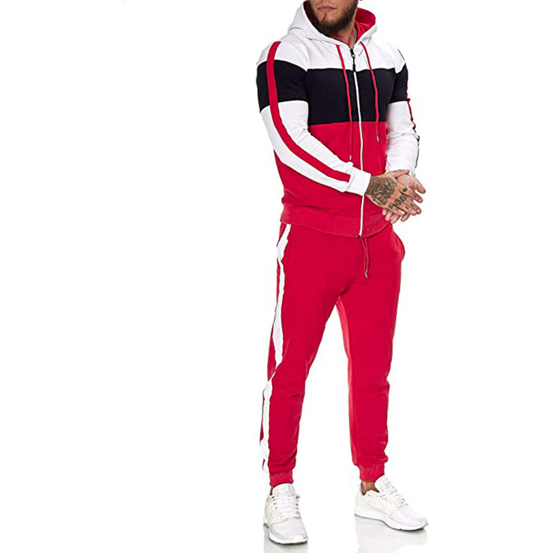 Herren Sportanzug mit Kapuze und modernem Farbblockdesign EB