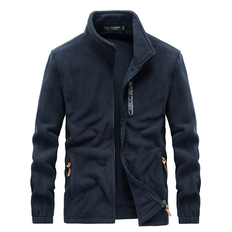 Herren Fleecejacke mit Sherpa Innenfutter, Stehkragen und Zweiwege-Reißverschluss EB