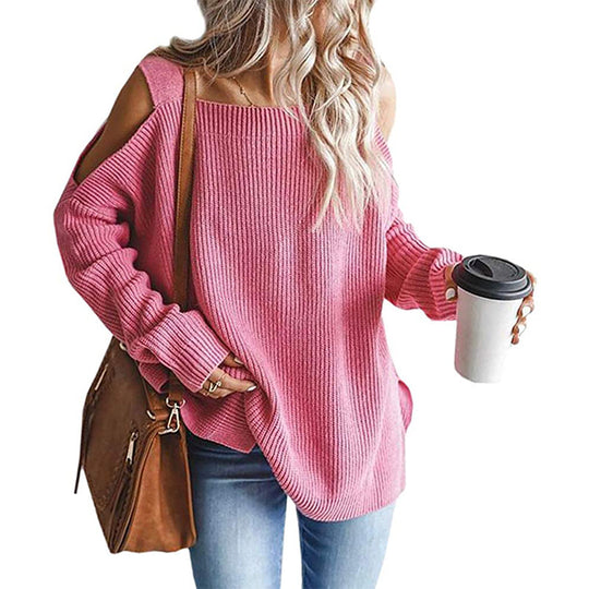 Damen lässiger Pullover mit schulterfreien Details EB