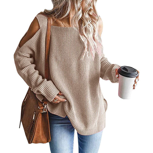 Damen Off-Shoulder Strickpullover mit modernen Details EB