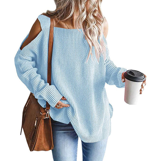 Damen lässiger Pullover mit schulterfreien Details EB