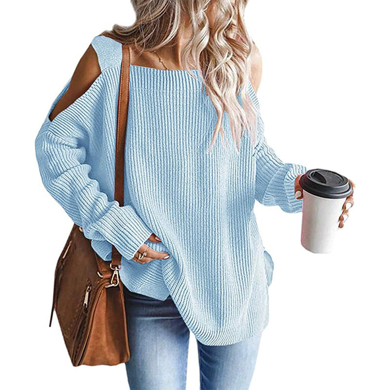 Damen Off-Shoulder Strickpullover mit modernen Details EB