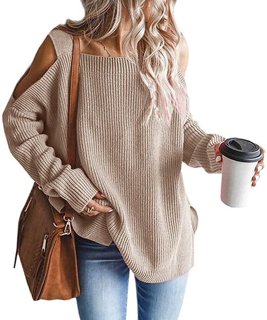 Damen lässiger Pullover mit schulterfreien Details EB