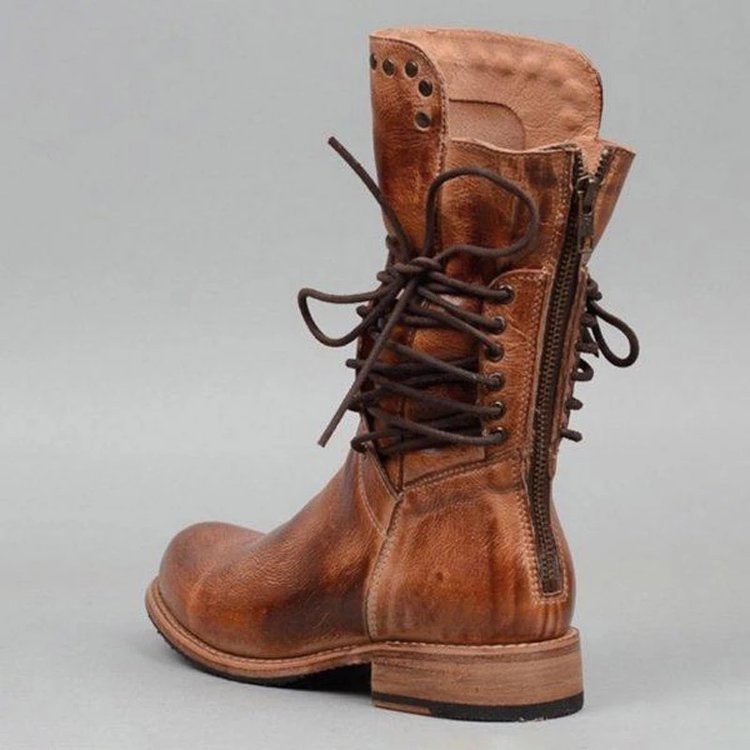Damen Schnürstiefel mit dekorativen Nieten und robuster Profilsohle EB
