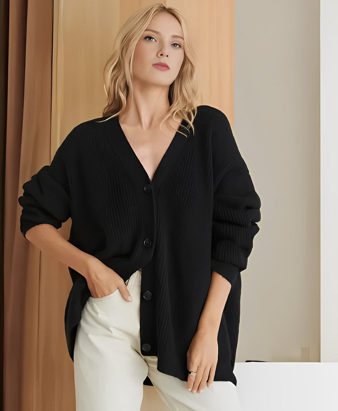 EB | Lässiger Oversize Strickcardigan aus Kaschmir für Damen