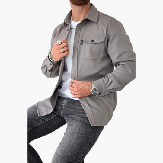 EB | Overshirt Jacke - Modernes Knopfdurchgang Hemdjacke für Freizeit und Business