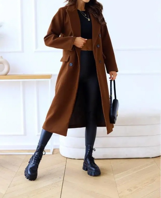 EB | Lange Elegante Taillierte Trenchcoat Für Damen | Perfekt Für Herbst Und Winter
