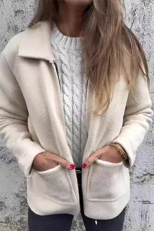 EB | Farbe Revers Reißverschluss Tasche Freizeitjacke