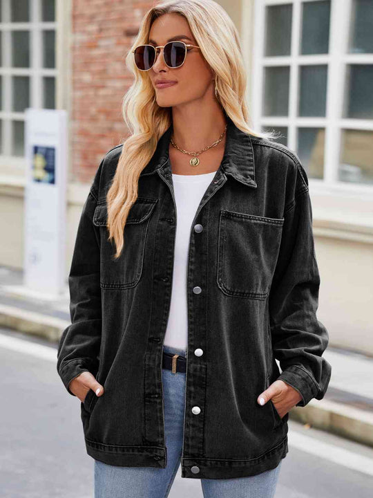 EB | Knopf-Down Denimjacke mit Taschen