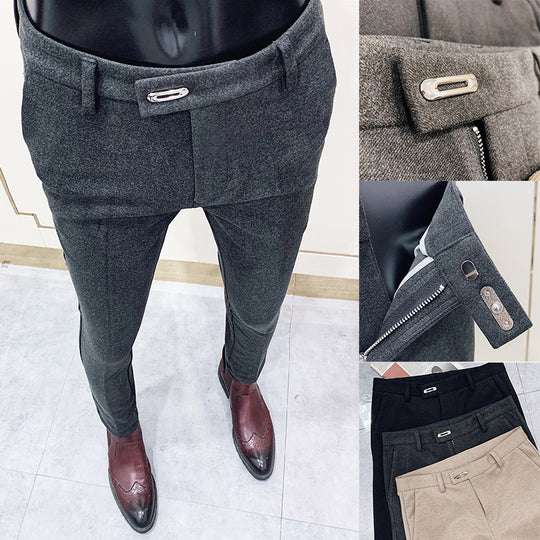 Herren nan tapered Businesshose mit elastischem Bund, verdecktem Verschluss und schmaler Schnitt EB