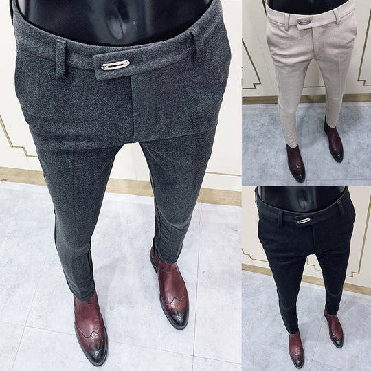 Herren nan tapered Businesshose mit elastischem Bund, verdecktem Verschluss und schmaler Schnitt EB