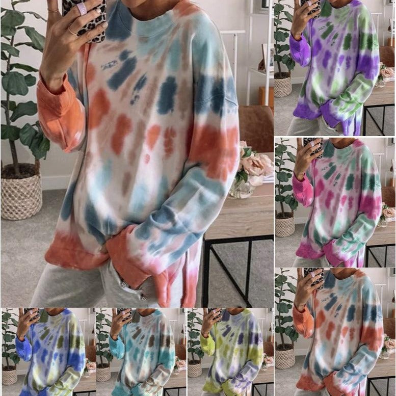 Damen lässiger Sweatshirt mit Farbverlauf und langen Ärmeln EB
