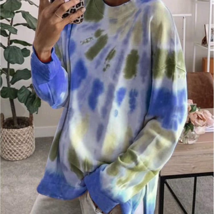 Damen lässiger Sweatshirt mit Farbverlauf und langen Ärmeln EB