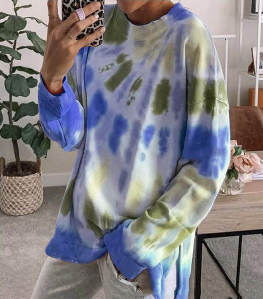 Damen lässiger Sweatshirt mit Farbverlauf und langen Ärmeln EB