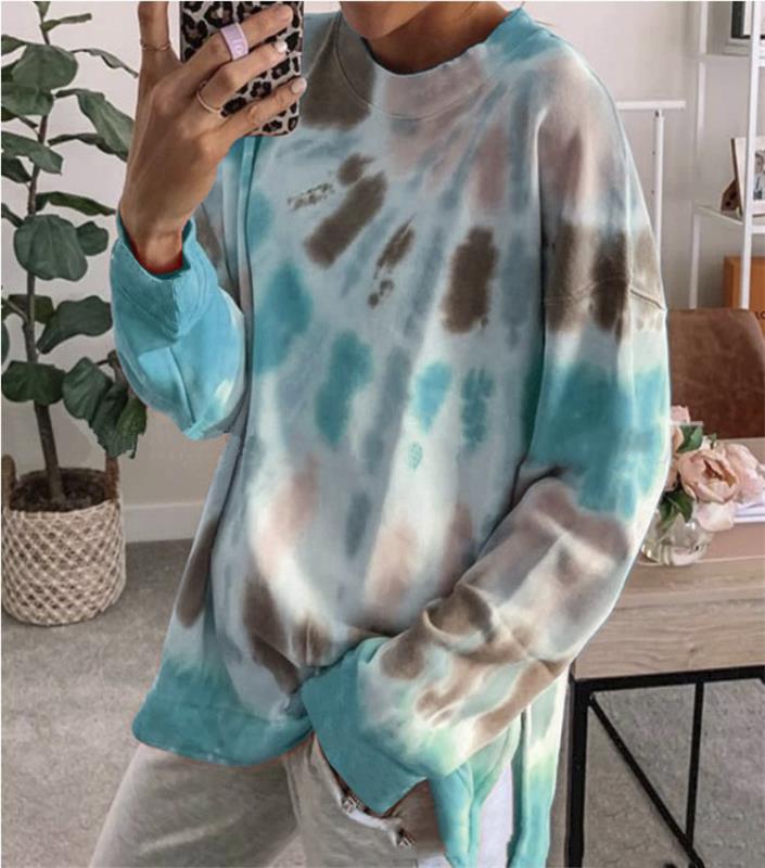 Damen lässiger Sweatshirt mit Farbverlauf und langen Ärmeln EB