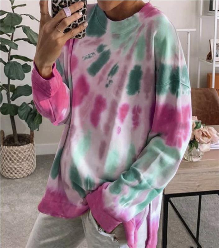 Damen lässiger Sweatshirt mit Farbverlauf und langen Ärmeln EB