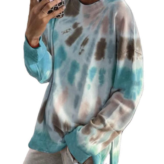 Damen lässiger Sweatshirt mit Farbverlauf und langen Ärmeln EB
