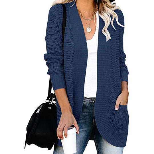 Damen Lässiger Strickcardigan mit offenen Fronten und praktischen Taschen EB