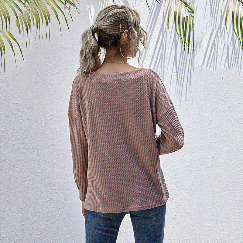Damen lässiger V-Ausschnitt Pullover mit oversized Schnitt EB