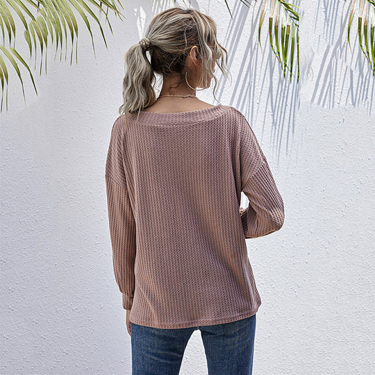 Damen lässiger V-Ausschnitt Pullover mit oversized Schnitt EB