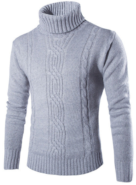 Herren modischer Strickpullover mit hochgeschlossenem Kragen und raffinierter Zopfmusterstruktur EB