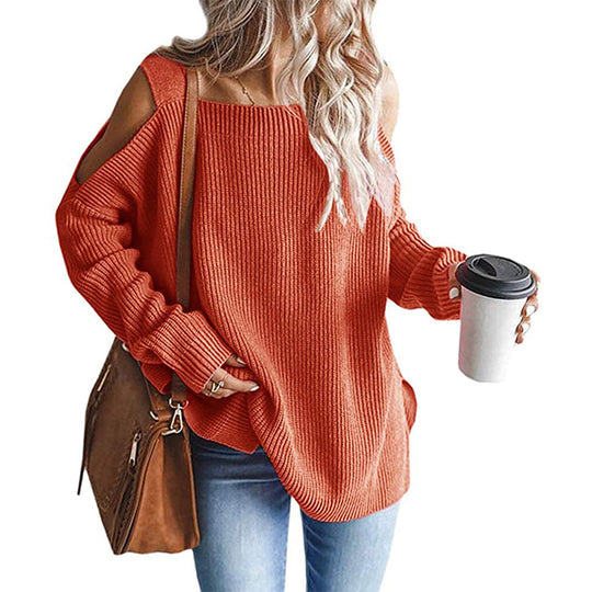 Damen Off-Shoulder Strickpullover mit modernen Details EB