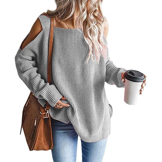 Damen lässiger Pullover mit schulterfreien Details EB