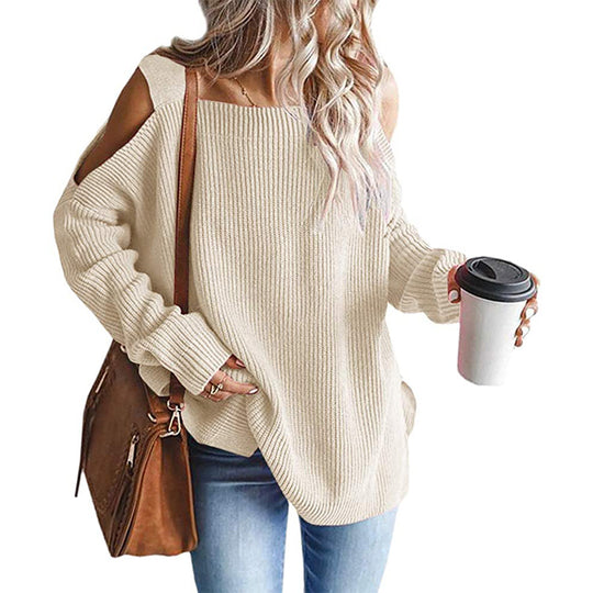 Damen Off-Shoulder Strickpullover mit modernen Details EB