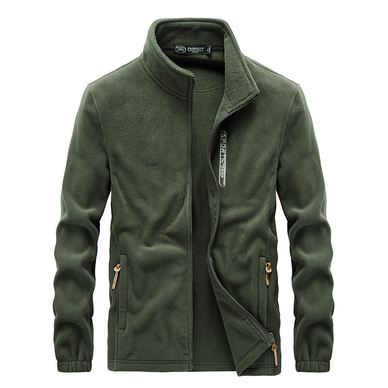 Herren Fleecejacke mit Sherpa Innenfutter, Stehkragen und Zweiwege-Reißverschluss EB