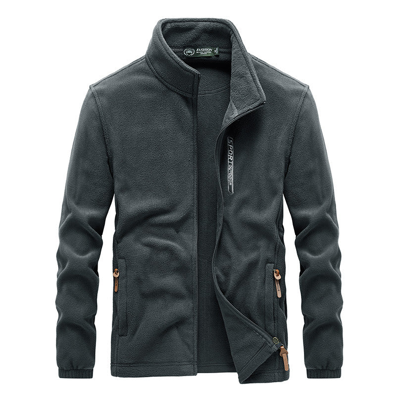 Herren Fleecejacke mit Sherpa Innenfutter, Stehkragen und Zweiwege-Reißverschluss EB