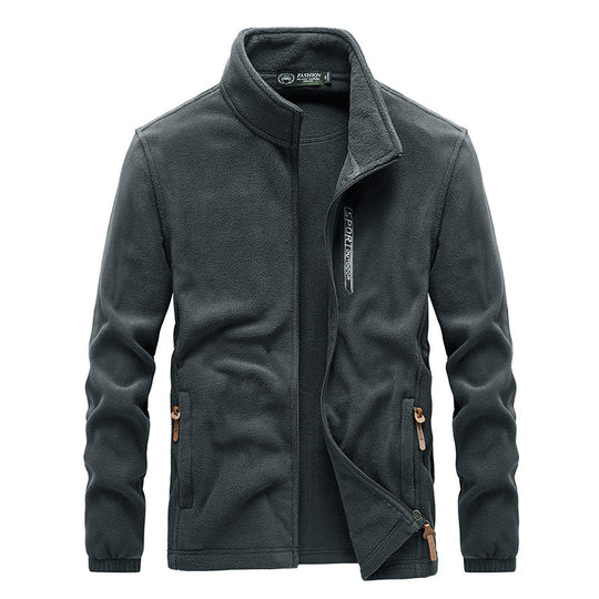 Herren Fleecejacke mit Sherpa Innenfutter, Stehkragen und Zweiwege-Reißverschluss EB