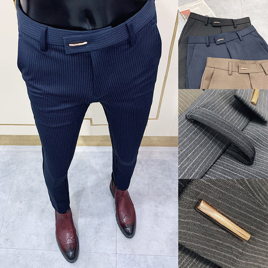 Herren nan schmal geschnittene Nadelstreifen Anzughose mit schmal zulaufendem Bein EB
