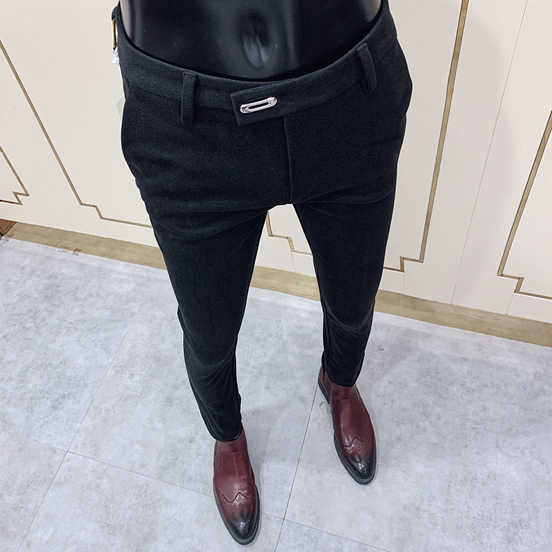 Herren nan tapered Businesshose mit elastischem Bund, verdecktem Verschluss und schmaler Schnitt EB