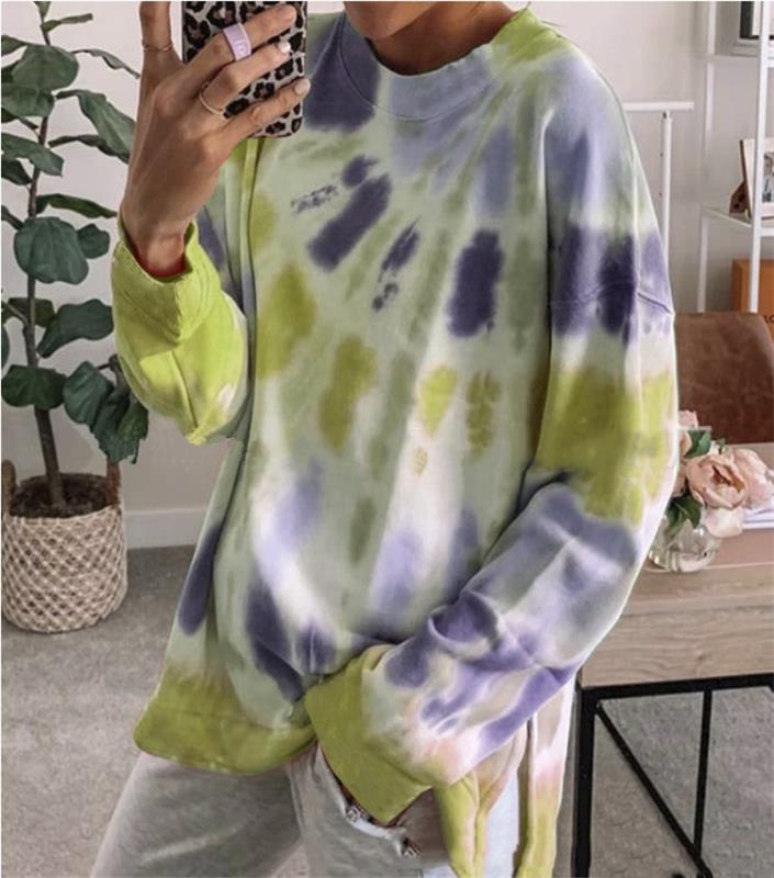 Damen lässiger Sweatshirt mit Farbverlauf und langen Ärmeln EB