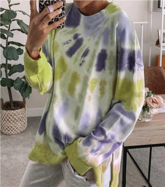 Damen lässiger Sweatshirt mit Farbverlauf und langen Ärmeln EB