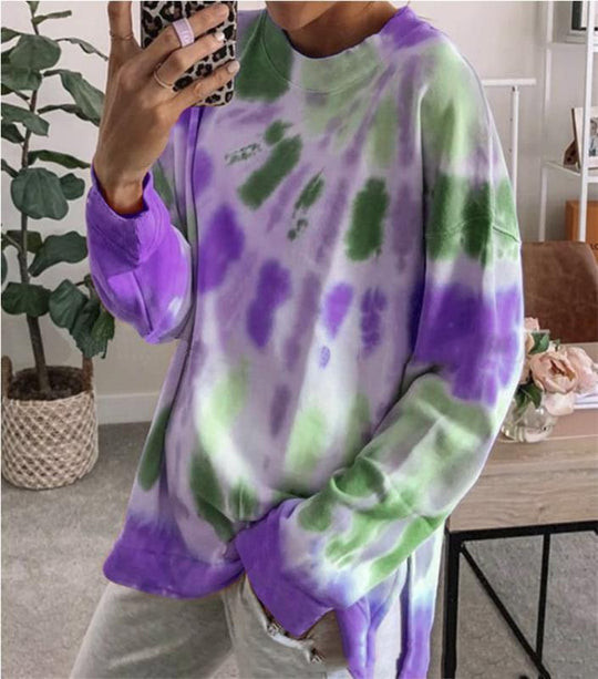 Damen lässiger Sweatshirt mit Farbverlauf und langen Ärmeln EB
