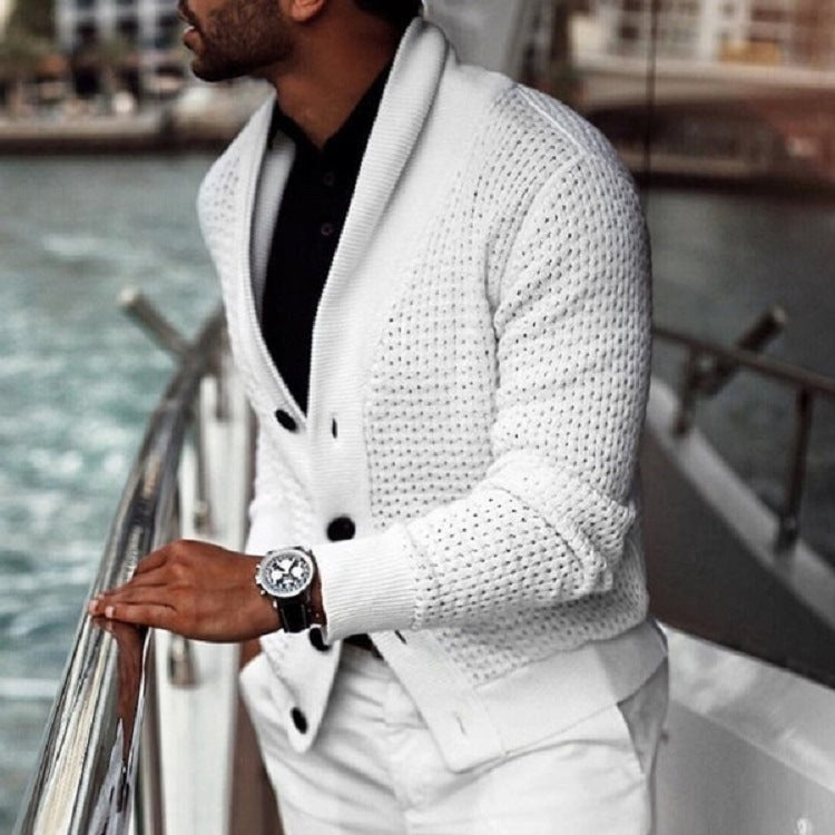 Herren lässiger Strickcardigan mit innovativem Lochmuster und modernem Schnitt EB