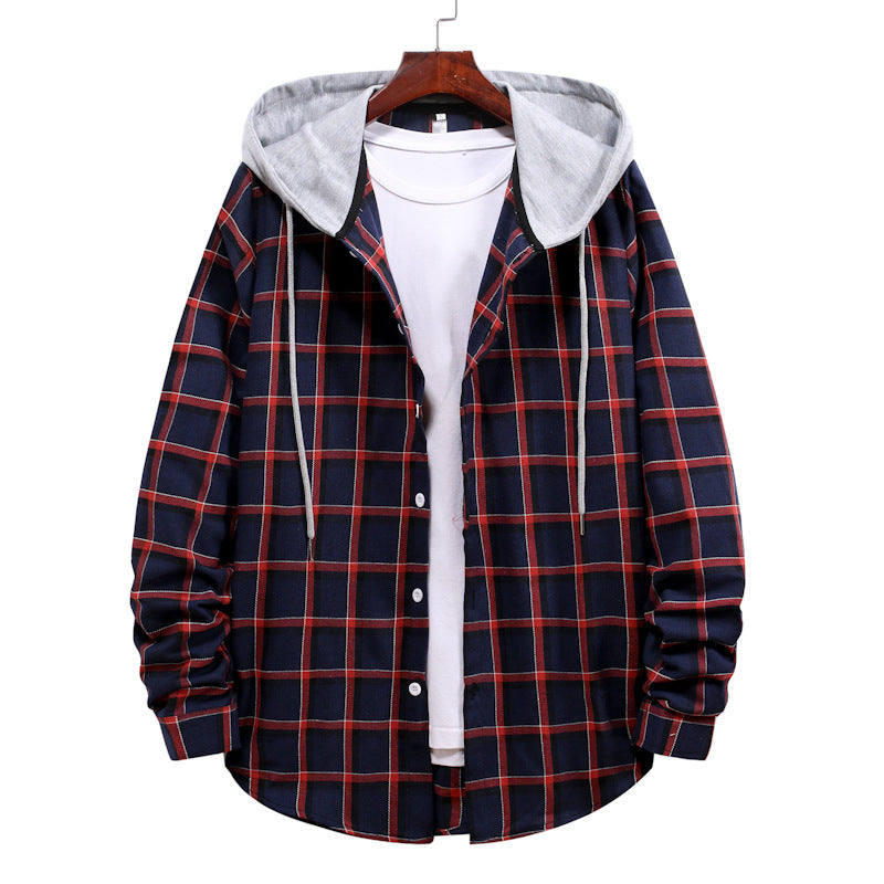 Herren Übergangsbluse mit Kapuze im karierten Look EB