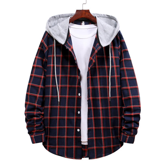 Herren Übergangsbluse mit Kapuze im karierten Look EB