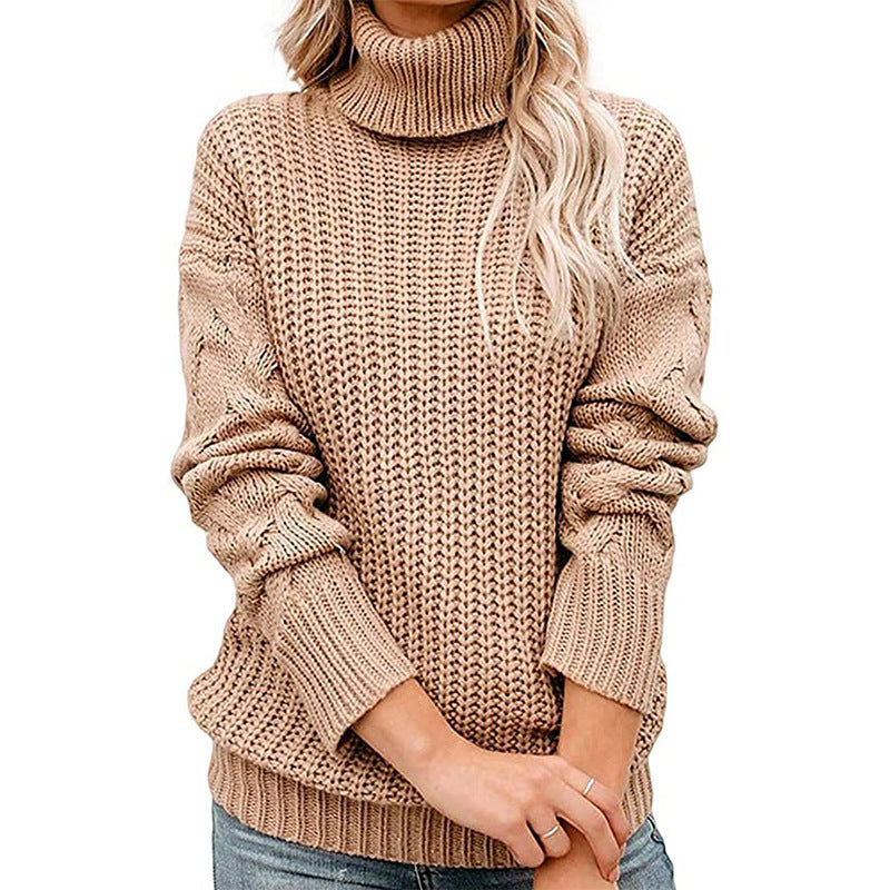 Damen Turtleneck Grobstrickpullover EB